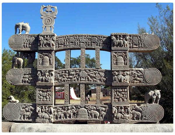 Details of architraves: East Gateway, Stupa 1, Sanchi. 